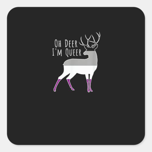 Asexual Flag Oh Deer Queer Pride Funny LGBT Design Quadratischer Aufkleber (Vorderseite)