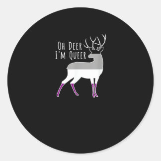 Asexual Flag Oh Deer Queer Pride Funny LGBT Design Runder Aufkleber