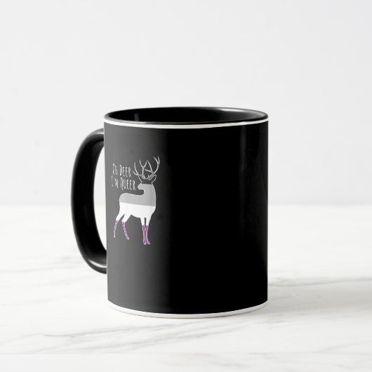 Asexual Flag Oh Deer Queer Pride Funny LGBT Design Tasse (Vorderseite Links)