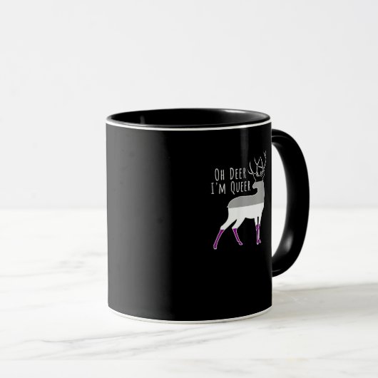 Asexual Flag Oh Deer Queer Pride Funny LGBT Design Tasse (VorderseiteRechts)