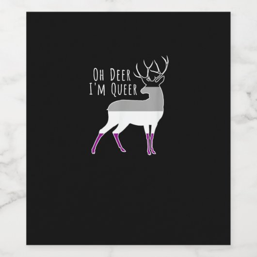 Asexual Flag Oh Deer Queer Pride Funny LGBT Design Weinetikett (Einzelnes Label)