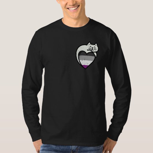 Asexual Heart Cat Pocket As Pride Flag Asexualität T-Shirt (Vorderseite)