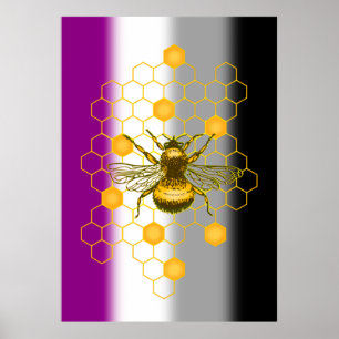 Asexual LGBT Gay Pride Rainbow Bee live Poster