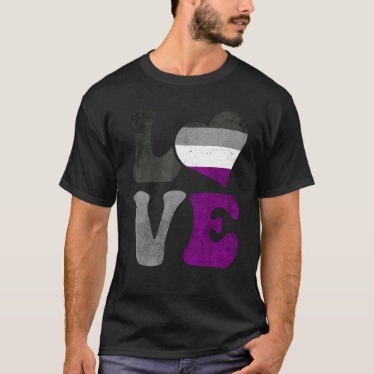 Asexual Pride Ace Flag LOVE Heart LGBTQ T-Shirt (Vorderseite)
