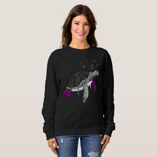 Asexual Pride Ace Flag Sea Turtle Subtle LGBTQ Sweatshirt (Vorne ganz)