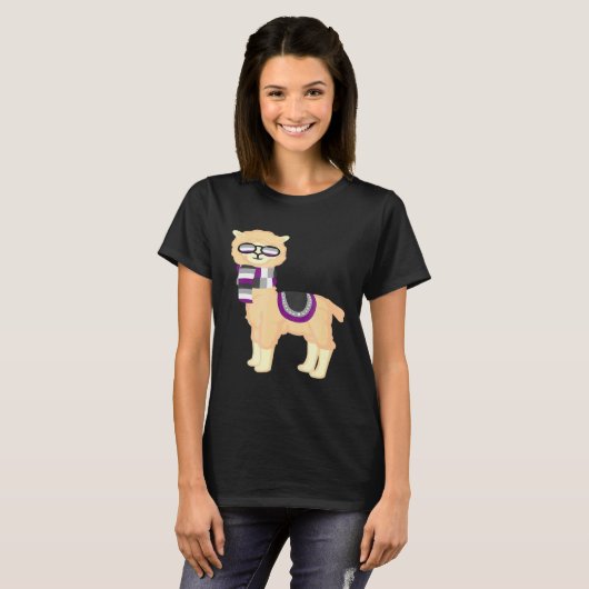 Asexual Pride Cool Llama mit Ace Pride T-Shirt (Vorne ganz)