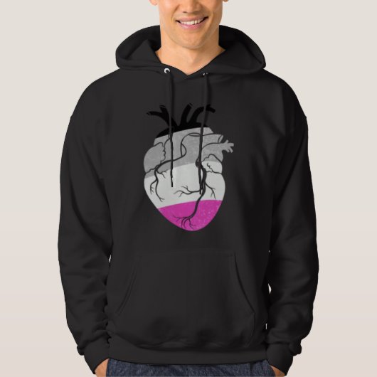 Asexual Pride Heart Flag Hoodie (Vorderseite)