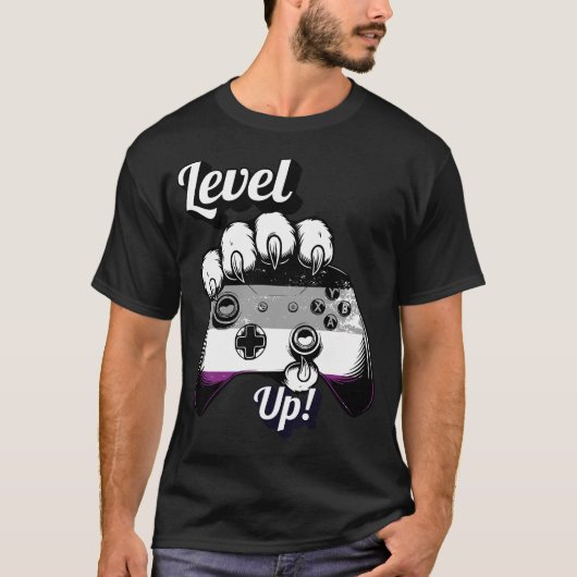 Asexual Pride Level Up Tiger Paw Controller Shirt (Vorderseite)