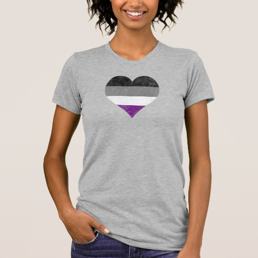 Asexual Pride Rainbow Heart [ As | Demi | Grau ] T-Shirt (Vorderseite)