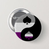 Asexual Pride Yin und Yang-Symbol im Stolperflagge Button (Vorne & Hinten)