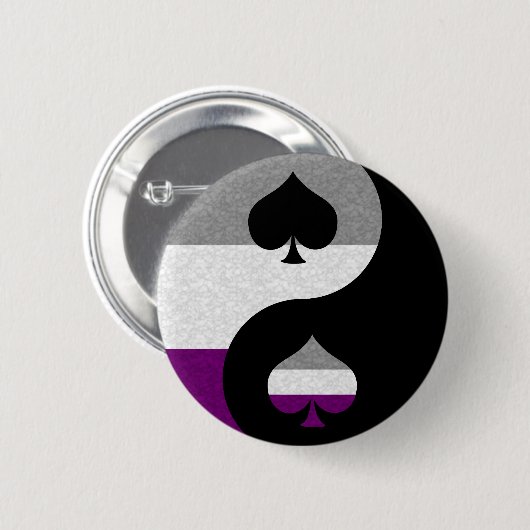 Asexual Pride Yin und Yang-Symbol im Stolperflagge Button (Vorne & Hinten)