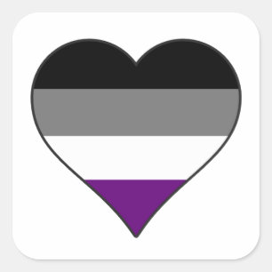 Asexual Prius Regenbogenherz ~ Ace Demi Grau Quadratischer Aufkleber