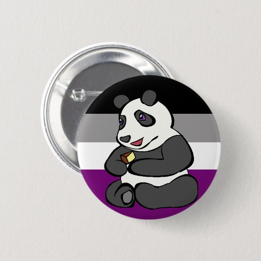 Asexualer Panda, der Kuchen isst Button (Vorne & Hinten)