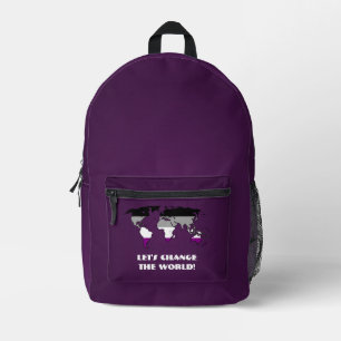 Asexualitäts-Stolz-Karte der Welt Bedruckter Rucksack