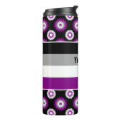 Asexuality pride flag with a black flower pattern thermosbecher (Nach links gedreht)