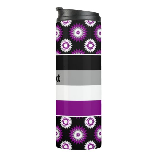 Asexuality pride flag with a black flower pattern thermosbecher (Nach rechts gedreht)