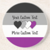 Asexuality pride flag with hearts coaster getränkeuntersetzer (Vorne)