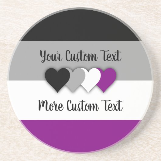 Asexuality pride flag with hearts coaster getränkeuntersetzer (Vorne)