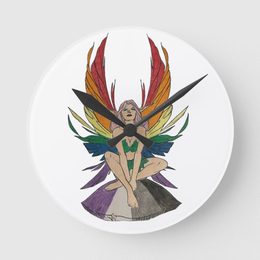 Asexuelle Fee Runde Wanduhr (Vorderseite)