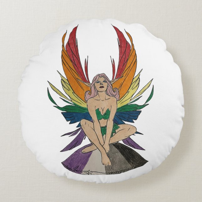 Asexuelle Fee Rundes Kissen (Vorderseite)