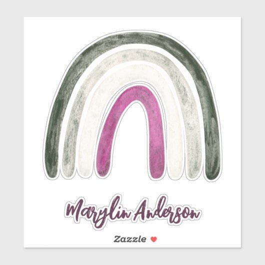 ASEXUELLE HERZEN UND RAINBWS-KUSTOM-MONOGRAMM AUFKLEBER (Blatt)