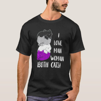Asexuelle Katzen Ich liebe Mann Frau Ace Kitty Ase T-Shirt