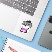 Asexuelle Protestfäuste Aufkleber (Laptop mit iPhone)