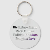 Asexueller Stolz - Geburtsort: Erde. Rasse: Mensch Schlüsselanhänger (Vorderseite)