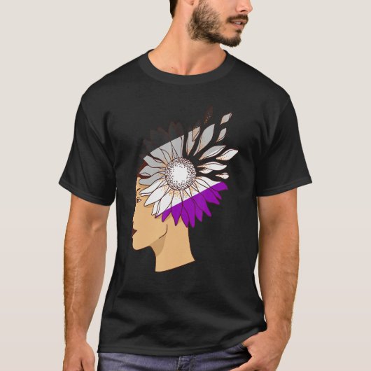 Asexueller Stolz Sonnenblume Mädchen Asexual Flag T-Shirt (Vorderseite)