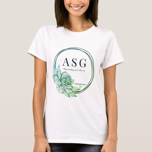 ASG-Logo in Grüntönen und Blues (Name auf der Rück T-Shirt (Vorderseite)