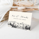 Ash Black | Hochzeit der Bergketten Dankeskarte<br><div class="desc">Diese winterlichen,  rustikalen Dankeschön-Karten,  die mit unserer Hochzeitskollektion "Mountain Sketch" abgestimmt sind,  zeigen die Berggipfel,  die Kiefern und einen fließenden Fluss über den Grund,  mit "Liebe und Dank" in eleganter,  handgeschriebener Kalligraphie und Ihren Namen darunter. Personalisieren Sie das Innere mit einem Hochzeitszertifikat und einer individuellen,  vorgedruckten Nachricht,  falls gewünscht.</div>