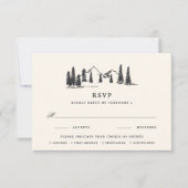 Ash Black | Hochzeitsmahlzeiten auf Bergketten RSVP Karte (Vorderseite)