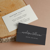 Ash Black & Ivory Moderne Kalligrafie-Script Visitenkarte