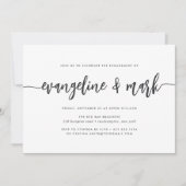 Ash Black Modern Signature Script Engagement Party Einladung (Vorderseite)