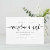 Ash Black Modern Signature Script Engagement Party Einladung (Stehend Vorderseite)