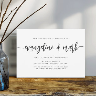 Ash Black Modern Signature Script Engagement Party Einladung