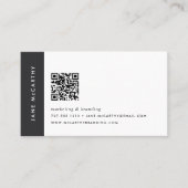 Ash Black | Moderner Minimalistischer QR-Code Visitenkarte (Vorderseite)
