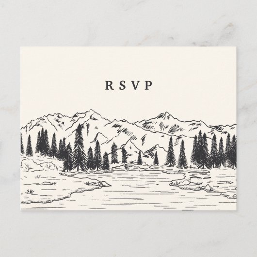 Ash Black Mountain Sketch Hochzeitessen UAWG Postkarte (Vorderseite)