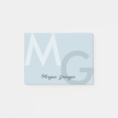 Ash Blue Minimal Clean Modern Large Monogram Post-it Klebezettel (Vorderseite)