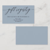 Ash Blue Minimalistisch Calligrafy Gift Registry Begleitkarte (Vorne/Hinten)