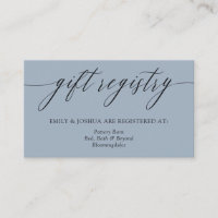 Ash Blue Minimalistisch Calligrafy Gift Registry