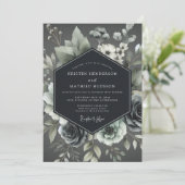 Ash Elegant Botanical Wedding Einladung (Stehend Vorderseite)