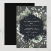 Ash Elegant Botanical Wedding Einladung (Vorne/Hinten)
