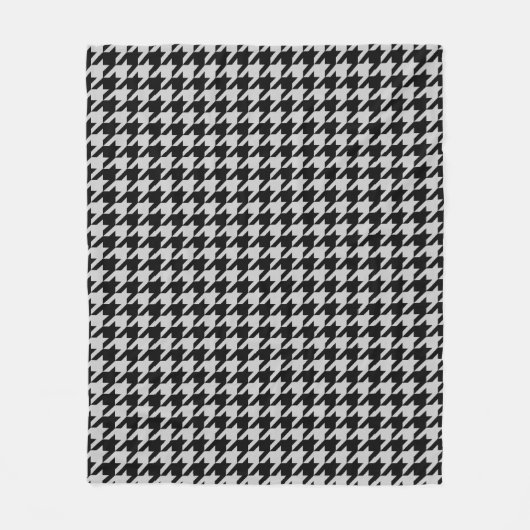 Ash Gray Black Hahnentrittmuster Karo Fleecedecke (Vorderseite)
