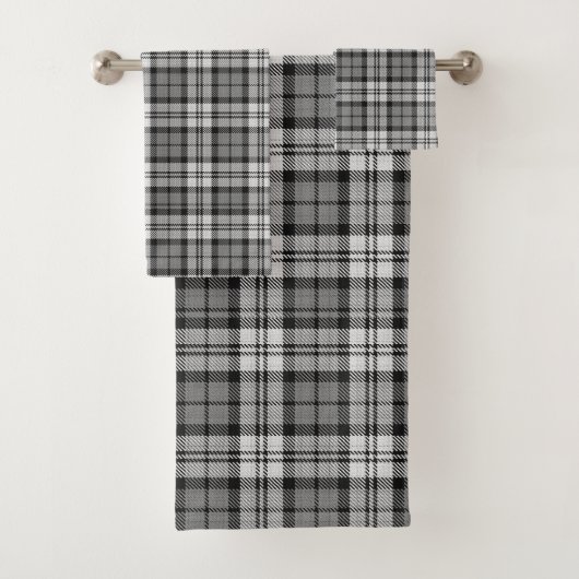 Ash Gray Blackwatch Campbell Tartan Kariert Badhandtuch Set (Insitu)