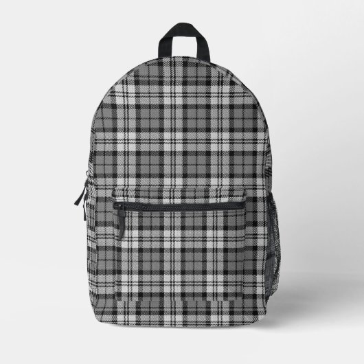 Ash Gray Blackwatch Campbell Tartan Kariert Bedruckter Rucksack (Vorderseite)
