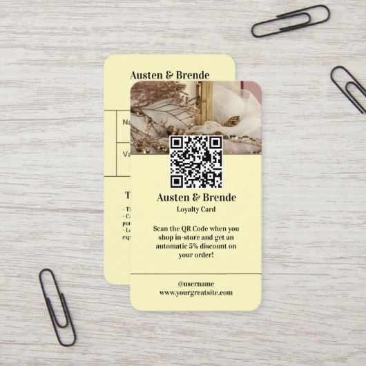 Ash Gray Brown Loyalty Card - Foto-Centric Visitenkarte (Vorderseite/Rückseite Beispiel)