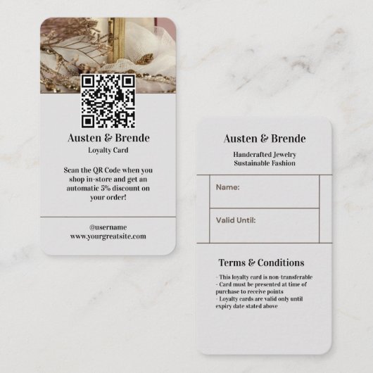 Ash Gray Brown Loyalty Card - Foto-Centric Visitenkarte (Vorne/Hinten)