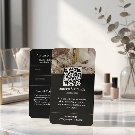Ash Gray Brown Loyalty Card - Foto-Centric Visitenkarte