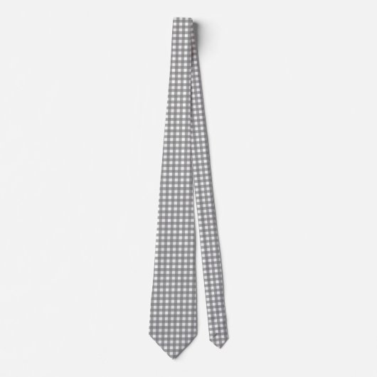 Ash Gray Gingham Karo Design Krawatte (Vorderseite)